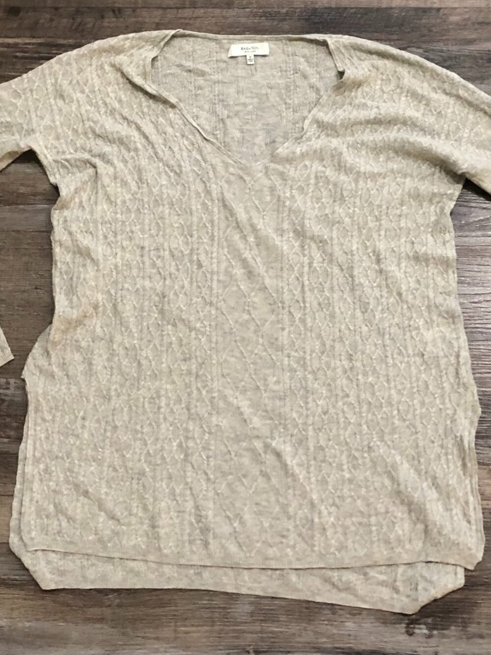 Babaton Womens XL Gray N Beck Long Sleeve Lightweight Linen Shirt